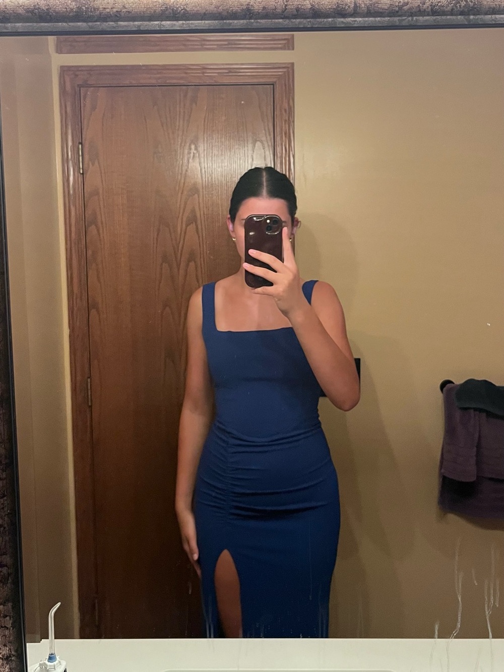 Royal Blue Square Neck Dress - Prom